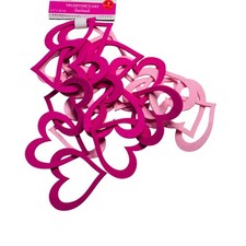 Holiday Time Valentine's Day Pink Chain of Hearts 6ft Felt Garland