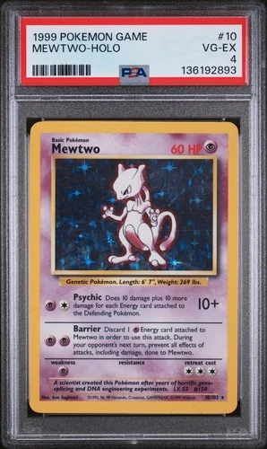 1999 POKEMON BASE SET UNLIMITED #10 MEWTWO-HOLO PSA 4