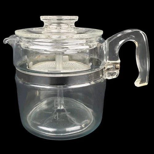 Vintage Pyrex 6 Cup Model 7756 Clear Glass Coffee Pot Percolator Complete