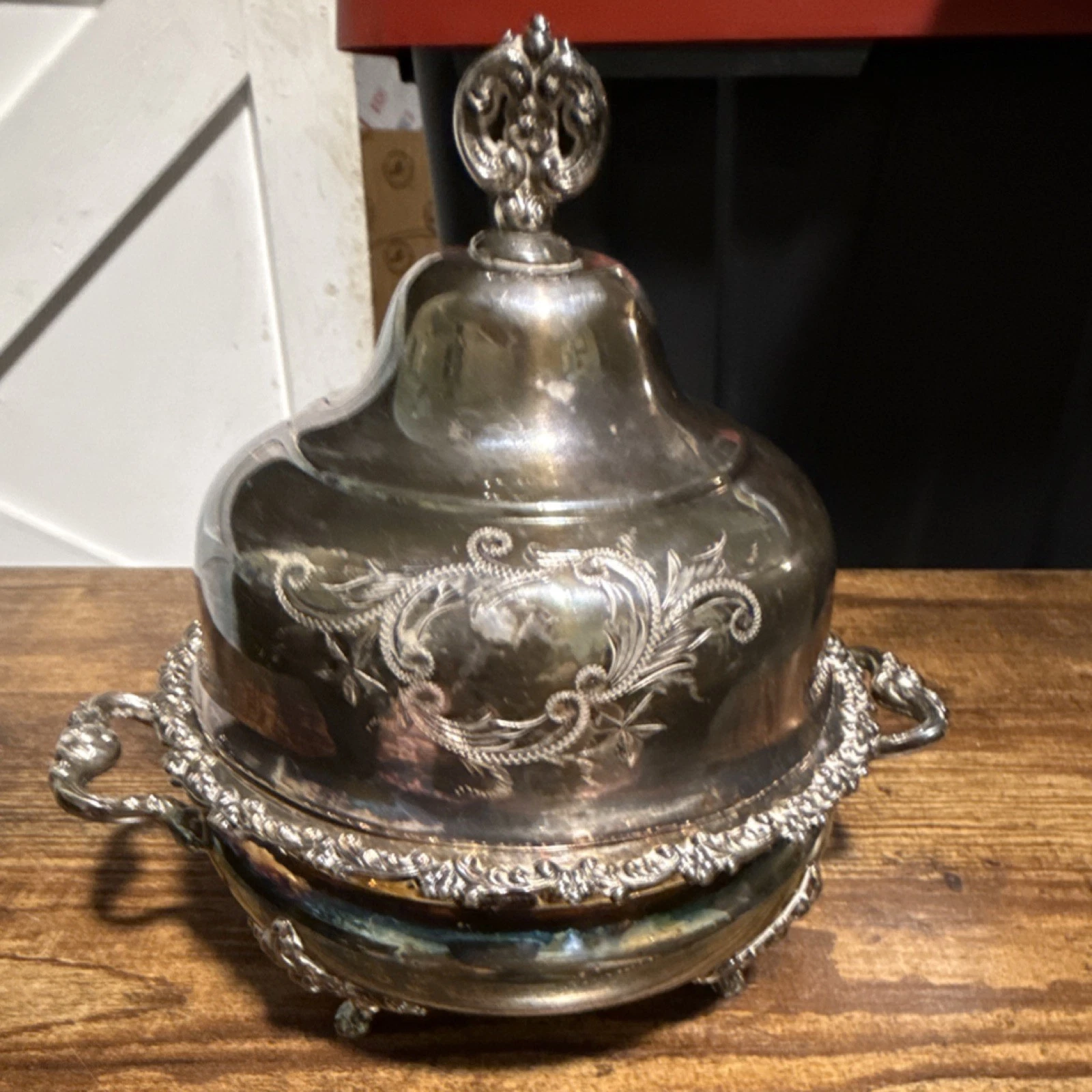 Woodman, Cook & Co. Victorian Silverplate Butter Dish with Domed Lid and Handles