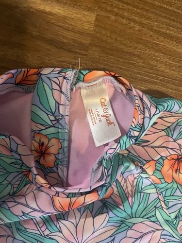 Girls CAT & JACK one piece sun protection bathing suit swimsuit sz 10/12 Pr - Picture 2 of 3