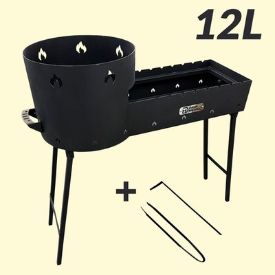 2-in-1 Utschag für Kazan 12L mit Mangal für 8 Spieße Kasan Grill Standgrill Ofen