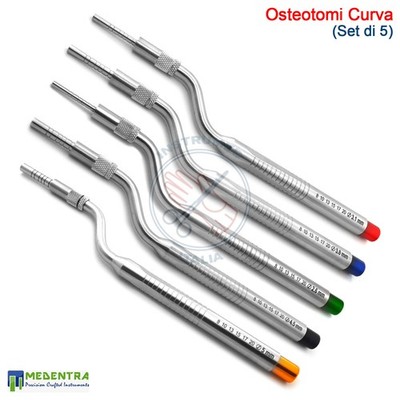 Dental Osteotome Implant Surgery Breast Lift Bone Offset Curved Set of 5