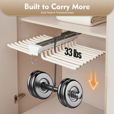 Pull Out Pants Rack，22 Arms Steel Pull Out Pants Rack, 23.15''x 18.03'' Multi Func