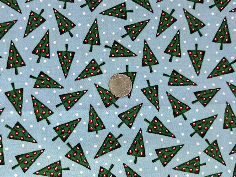 1 1/2 Yard Signature Classics By Oakhurst Textiles Trees Christmas  Blue - Image 3 of 4