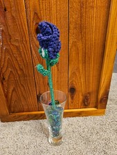 Purple  White Crochet Budding Rose vase not included 