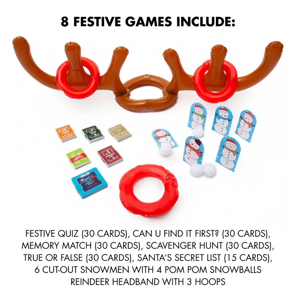 abeec Christmas Games Set – 8 Festive Family Games – Reindeer Ring Toss & More - Image 2 of 4