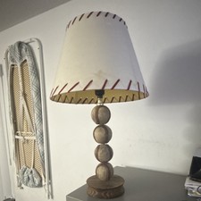 Baseball Themed Table Lamp for Kids or Teens with Round Stitched Shade