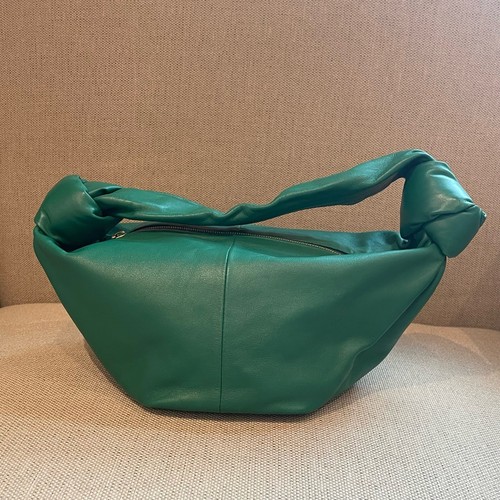 Bottega Veneta Green Gold Clasp Cloud Pouch Handheld Bag Used Authentic
