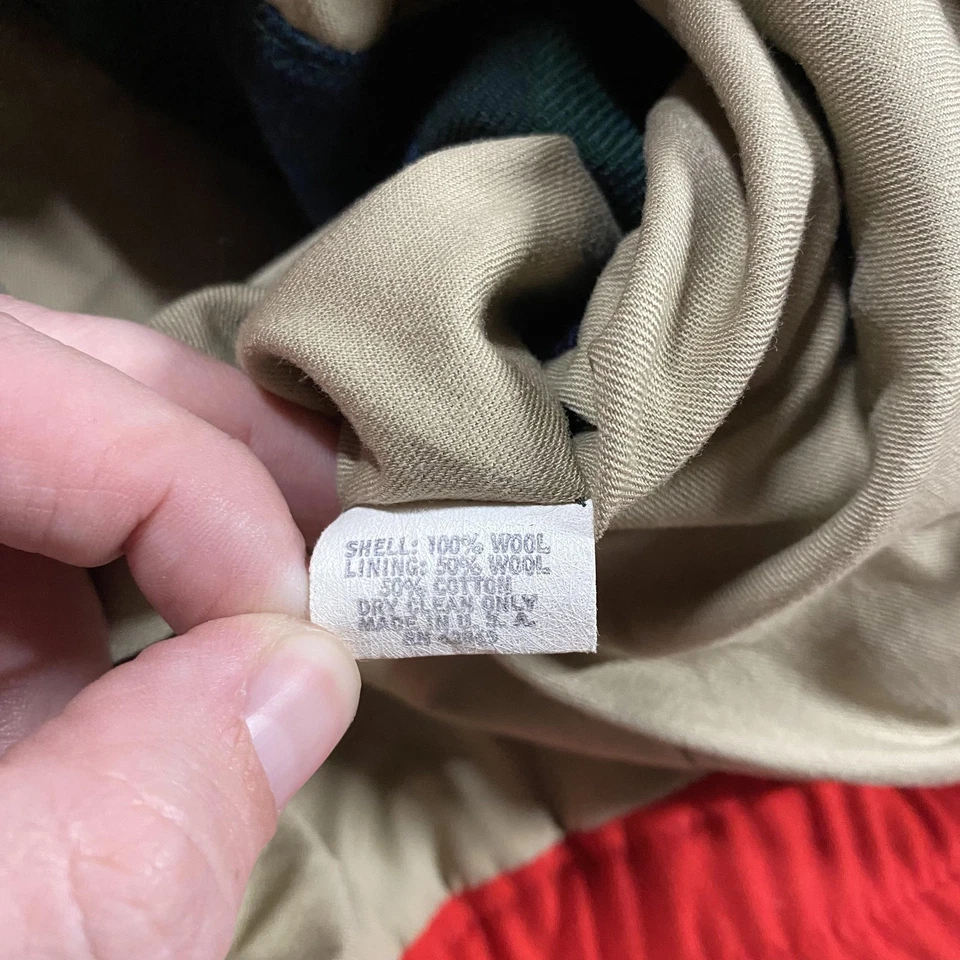 VTG Ruff Hewn Wool Jacket Mens L Red Made USA Plaid Lined Field 90s Menswear - Image 4 of 4