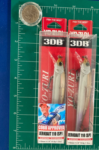 LOT 2 NEW YoZuri Duel Hardcore Minnow 110 Suspending JERKBAITS SMELT 3DB LURES - Afbeelding 6 van 7