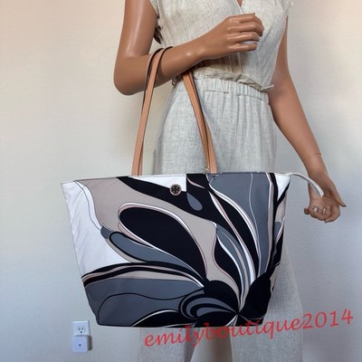 NWT Tory Burch 170266 Ella Nylon Printed Tote Zip Bag Twisty