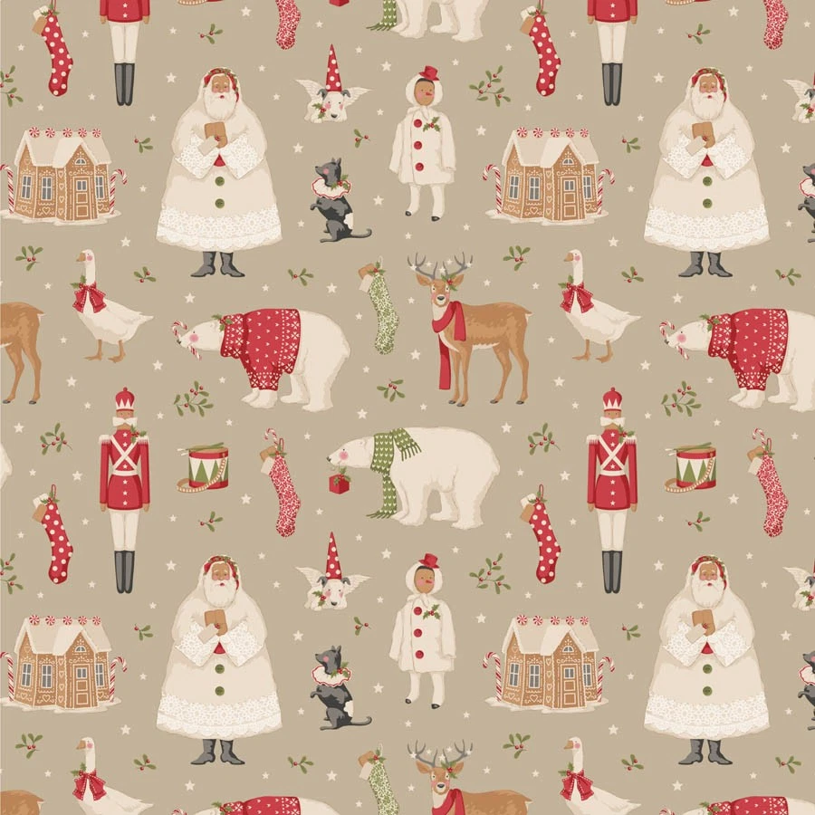 Quilting Patchwork Fabric TILDA Merry Little Christmas Winterfriends Clay 50x...