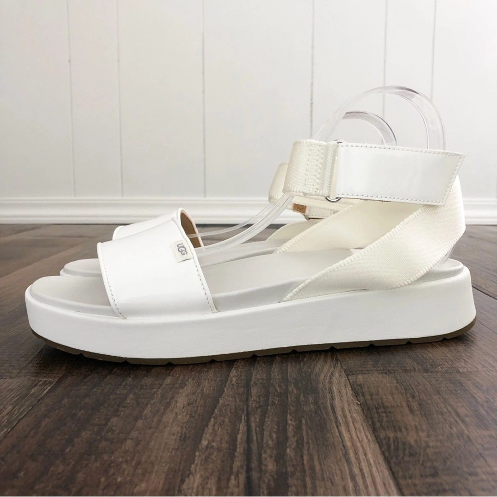 Sandalo donna UGG Lennox bianco taglia 11 plateau punta quadrata avvolgente alla caviglia grosso