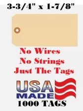 1000 pcs #3 3- 3/4" x 1 7/8" 10 pt Blank Manila Inventory Shipping Hang Tag Tags