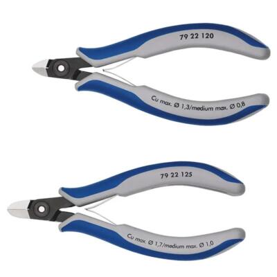 KNIPEX Präzisions-Elektronik-Seitenschneider, Runder Kopf, Brüniert, 2-K-Griff
