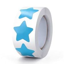 Star Stickers Roll Self-Adhesive Stars Labels Waterproof Removable 1 Inch Blue