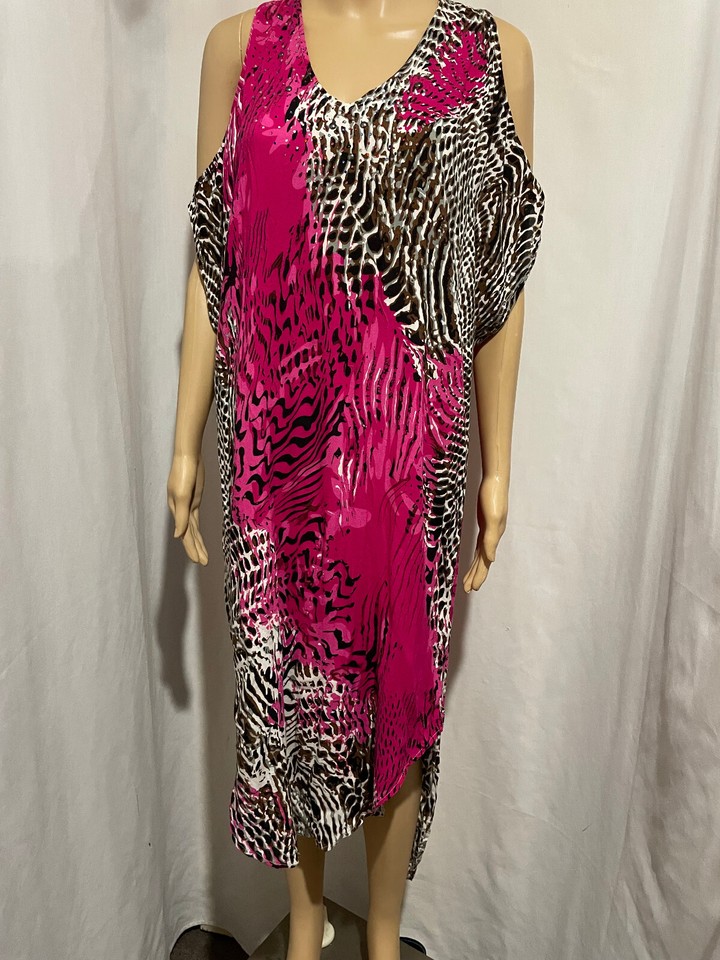 BOHO AUST SIZE S/M CRYSTAL EMBELLISHED  COLOURFUL KAFTAN DRESS cruise/party