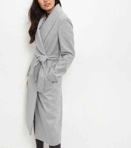 New Look grey shawl collar wrap robe 