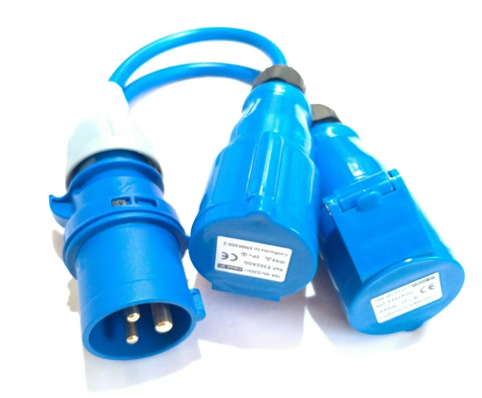 230v 16amp Spliter from 16amp plug to 2x 16amp socket,hook up,caravan,generators