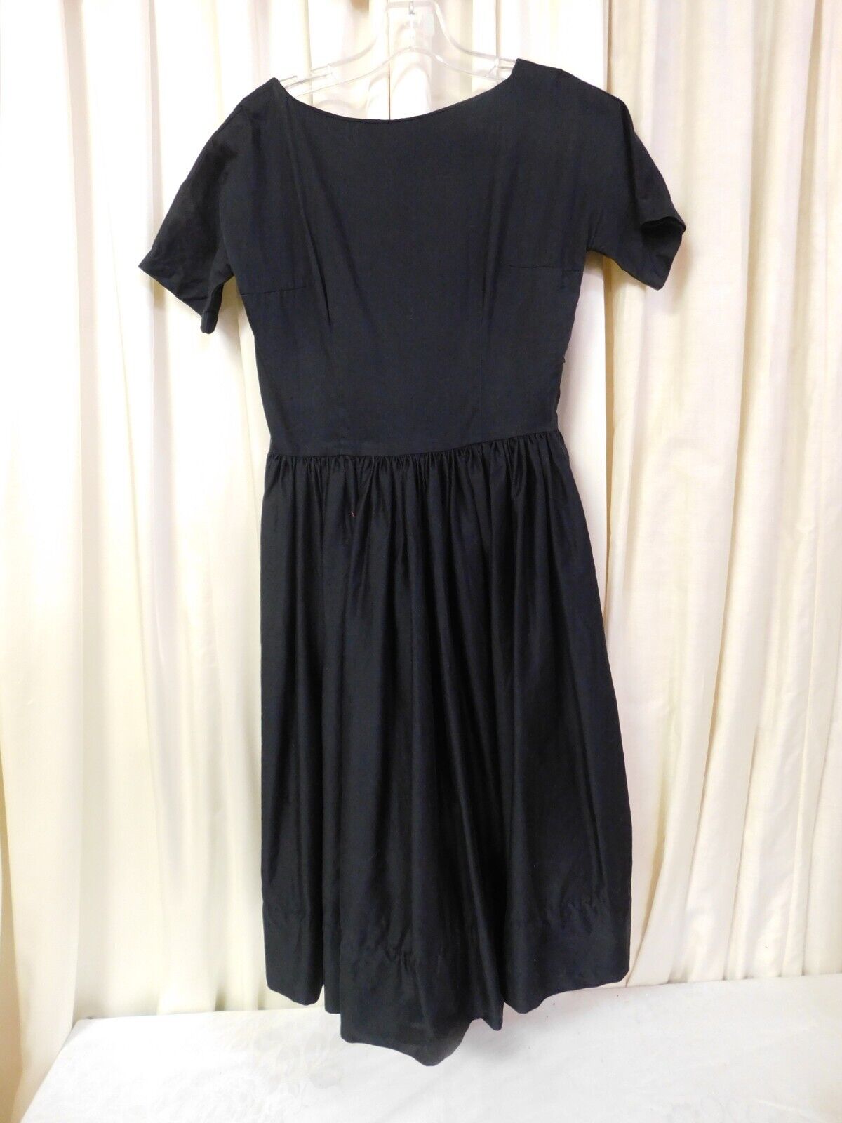 Vintage 1950's Black Cotton Day Dress Waist 26" - image 2