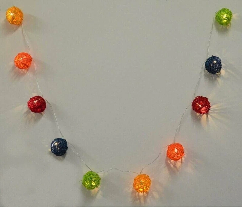 Luci Natale Cordone Palle Luminose Led Luce Calda 38147 Colorate 170 cm, fotografia 3 di 7