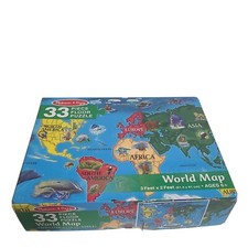 MELISSA DOUG WORLD MAP 33 PIECE FLOOR PUZZLE 3 FEET 2 FEET Ages 6 EUC.