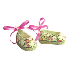 Floral Espadrilles with Hot Pink Ribbon Fits 18inch Girl Dolls