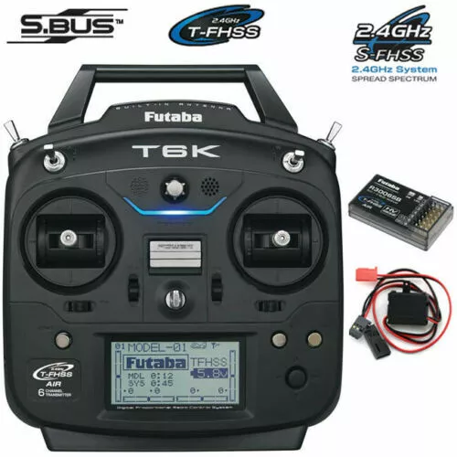 Futaba 6K 2.4ghz SFHSS TFHSS Airplane Radio System W/ R3006SB Receiver FUTK6100