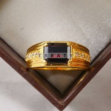 Garnet Emerald Cut With 925 Sterling Silver Gold Plated Ring For Men's B755