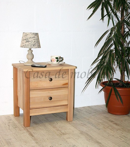Nachtkommode Mit Schubladen Anton 46X49X36Cm Kernbuche Massiv GeöLt Nachtschrank-image