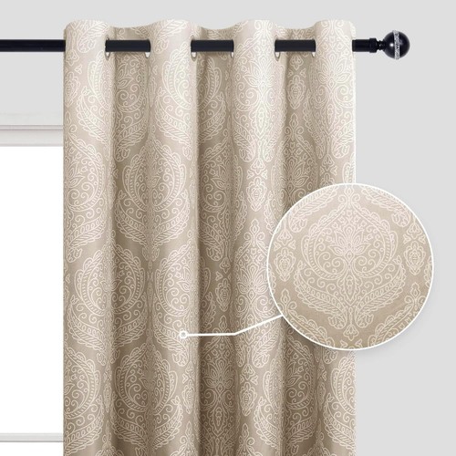 Elegant Ombre Damask Curtains - Energy-Saving Blackout Panels, 52x63'', Set of 2 - Picture 4 of 11