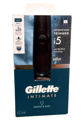 Gillette Intimate i5 Akku-Schamhaarschneider & Rasierer für Männer Nass/Trocken, schwarz