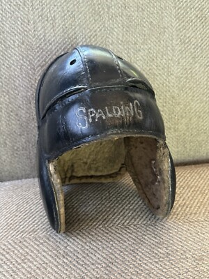 1920 Black Spalding Old leather football helmet vintage antique Strap 