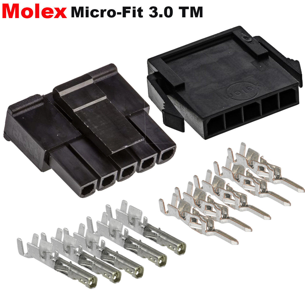 Molex Single Row 5 Pin Male & Female Housing w/ Pins 20-24 AWG