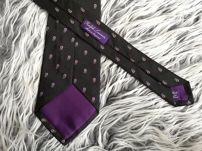 Ralph Lauren Purple Label MEN'S BLACK PURPLE POLKA DOT SILK