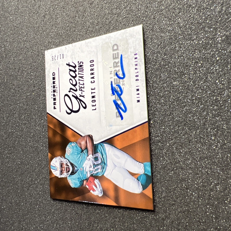 2016 Preferred LEONTE CARROO #358 Great X-Pectations RC AUTO 01/25 NFL DOLPHINS - Image 3 of 4
