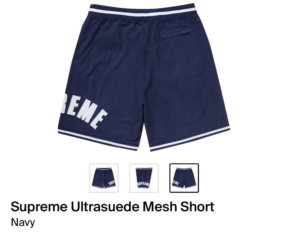 Supreme Ultrasuede Mesh Shorts Navy Blue White SS24 NEW Supreme Ultrasuede Mesh Shorts Navy Blue White SS24 NEW