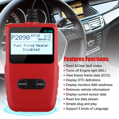 VC309 OBD2 CAN Code Reader Scanner Car Engine Light Check Auto Diagnostic Tool