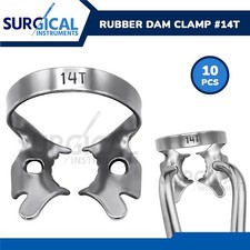 10 Pcs Endodontic Rubber Dam Clamps #14T Stainless Steel German Grade