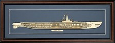 Wood Cutaway Model of WW II Submarine USS Balao (SS-285) - Made in the USA
