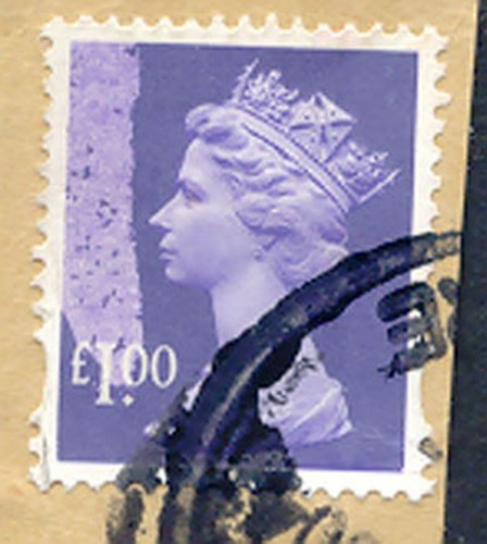 GB 1995 Machin 1 libra británica violeta azulado, VFU en pieza, gran variedad - Imagen 2 de 2