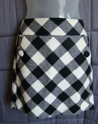 Esprit Black/White Plaid Pencil Short Skirt sz.2 Orig.pr.$69.99 NWT