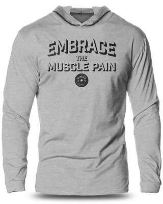 048. Embrace Muscle Pain Lightweight Long Sleeve Hooded T-Shirt for Men