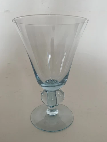 Vintage Swedish Ingrid Gulli Lobe Light Blue Stem Water/Wine Goblet 5 1/2”H