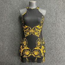 Versace Jeans Couture Women's Dress Size M IT42 FR38 USA6 Black Gold Baroque