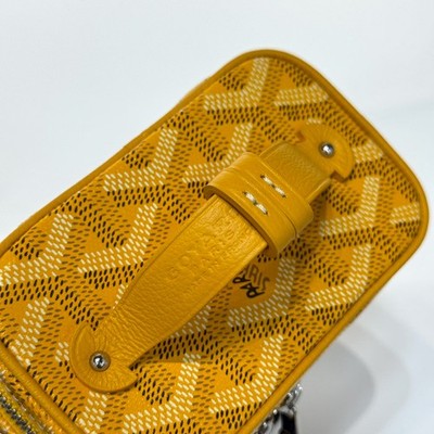 Goyard Muse Mini Vanity Case Yellow Goyardine Print Silver