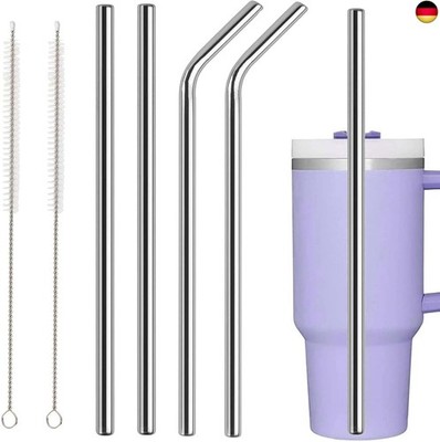 FLEXNOVA 4 Stück Strohhalm für Stanley Cup, 30cm Strohhalme Edelstahl W