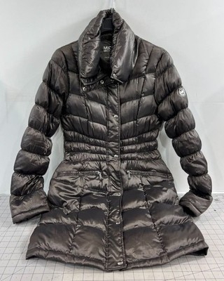 Michael Kors Womens Packable Down Jacket Puffer Style M Metallic Gray