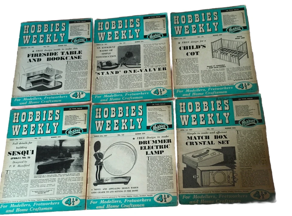 46 x 1957 Hobbies Weekly Magazines_Modellers_Fretworkers_Home Craftsmen_Plans - Image 4 of 4